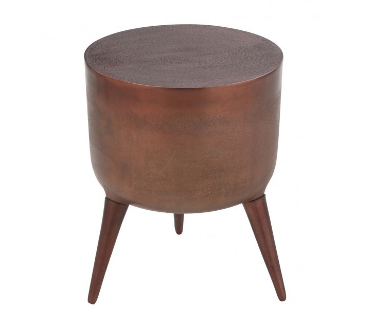 Měděný antik kovový odkládací stolek Fone Alu Raw - Ø 34*41cm J-Line by Jolipa