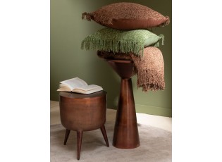 Měděný antik kovový odkládací stolek Fone Alu Raw - Ø 34*41cm