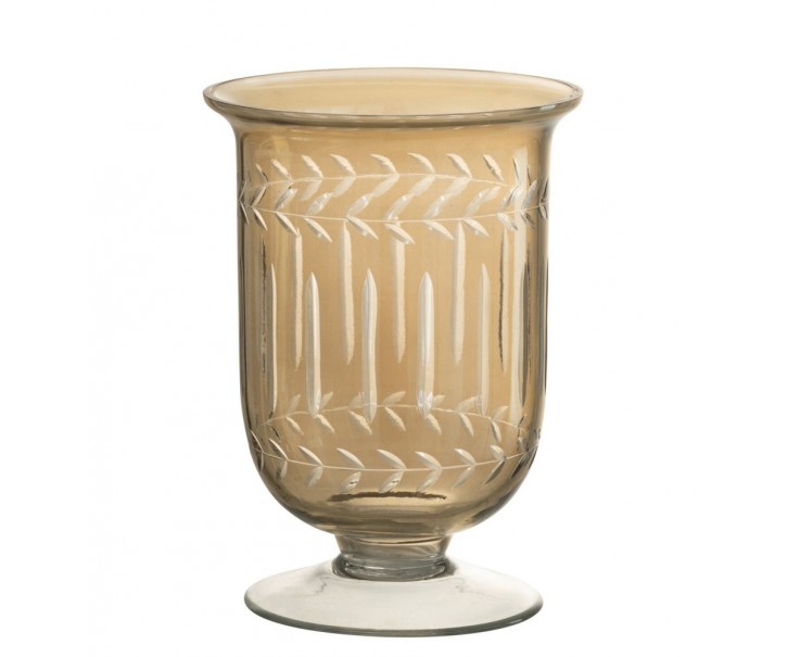 Kouřový skleněný svícen Hurricane Roman Stem - Ø 11*16 cm J-Line by Jolipa