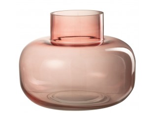 Růžová veliká baňatá skleněná váza Vaas Rond - Ø 23*20 cm