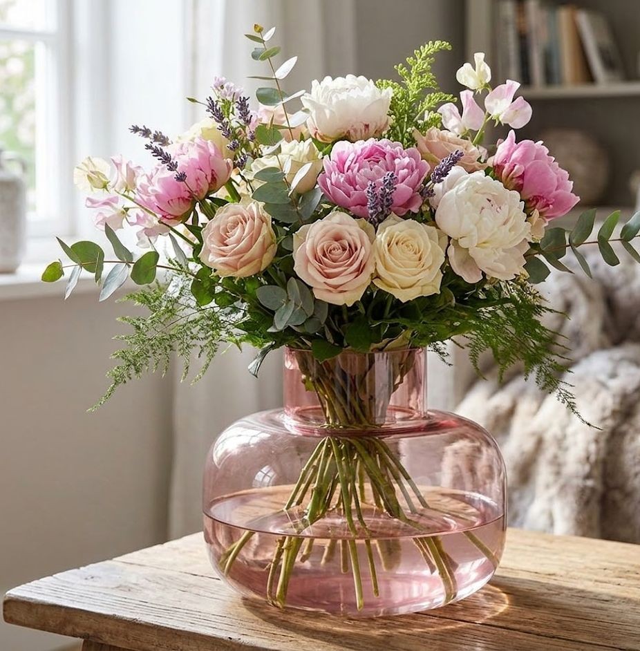 Růžová veliká baňatá skleněná váza Vaas Rond - Ø 23*20 cm J-Line by Jolipa Růžová veliká baňatá skleněná váza Vaas Rond - Ø 23*20 cm J-Line by Jolipa