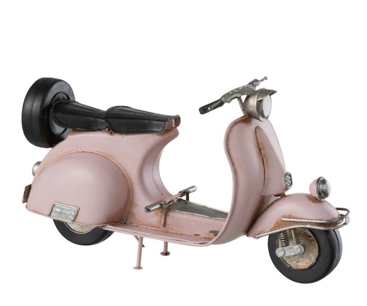 Růžový antik kovový retro model skútr - 28*10*15 cm J-Line by Jolipa