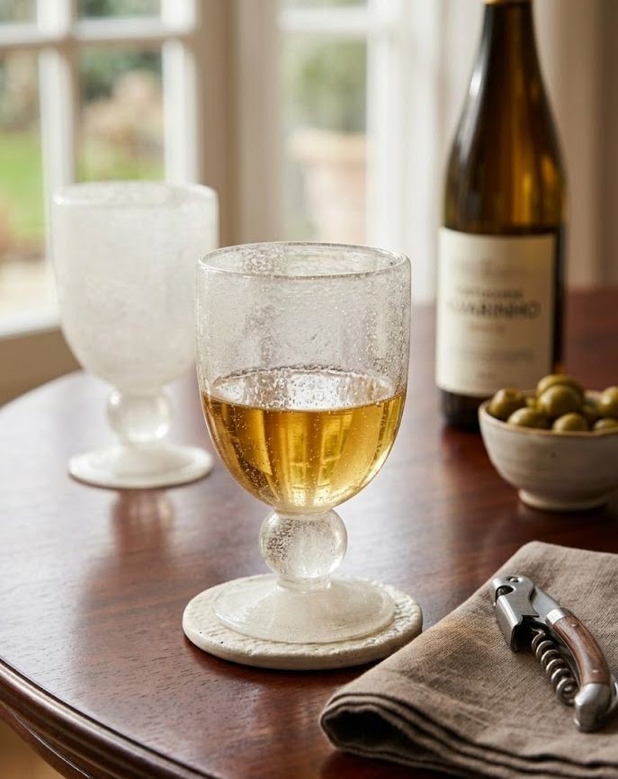Bílá sklenička na víno na noze s bublinkami Wine Lisboa White - Ø9*15cm / 370ml