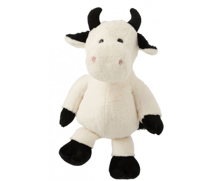 Bílá plyšová kravička s rohy Cow Plush - 34*21*48 cm J-Line by Jolipa