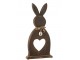 Hnědá dekorace králík z mangového dřeva se srdíčkem - 17*3,5*50 cm J-Line by Jolipa