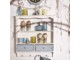 Bílá vintage nástěnná polička s modrými šuplíčky - 56*13*60 cm Clayre & Eef