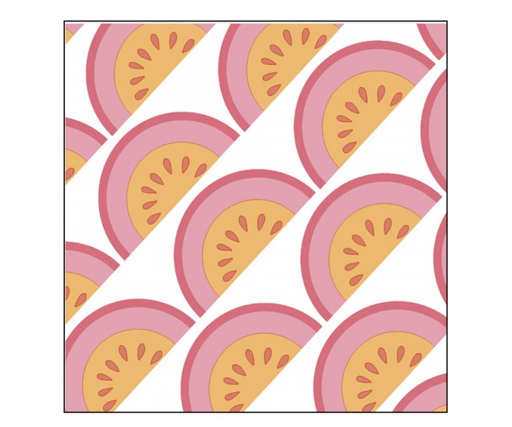 Bílo-růžové papírové ubrousky s melouny - 33*33 cm (20ks) J-Line by Jolipa