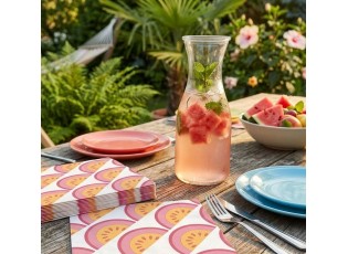 Bílo-růžové papírové ubrousky s motivem melounu - 33*33 cm (20ks)