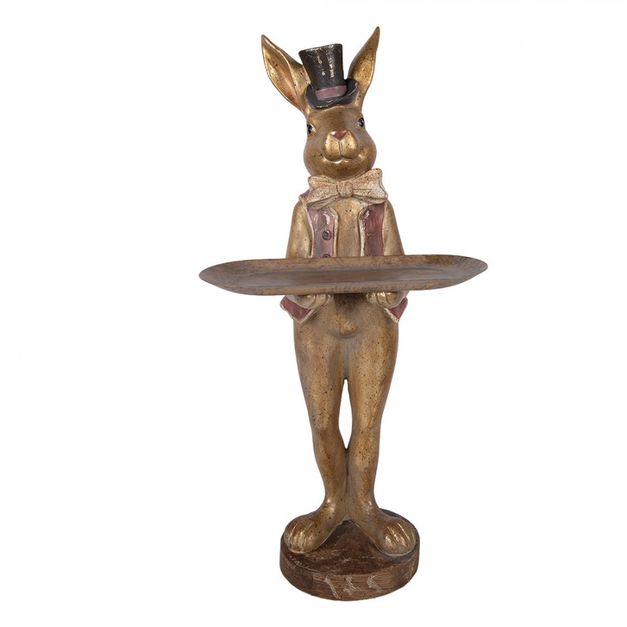 Decorative Figurine Rabbit 19x15x52 Cm Brown Plastic - Easter