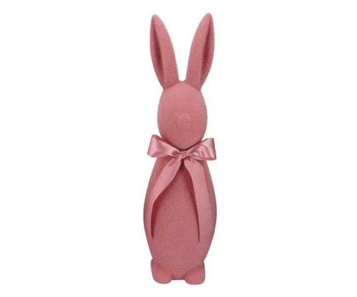 Tmavě růžový veliký zajíc s mašlí Bunny Easter Flock XL - 20*20*70 cm daan kromhout