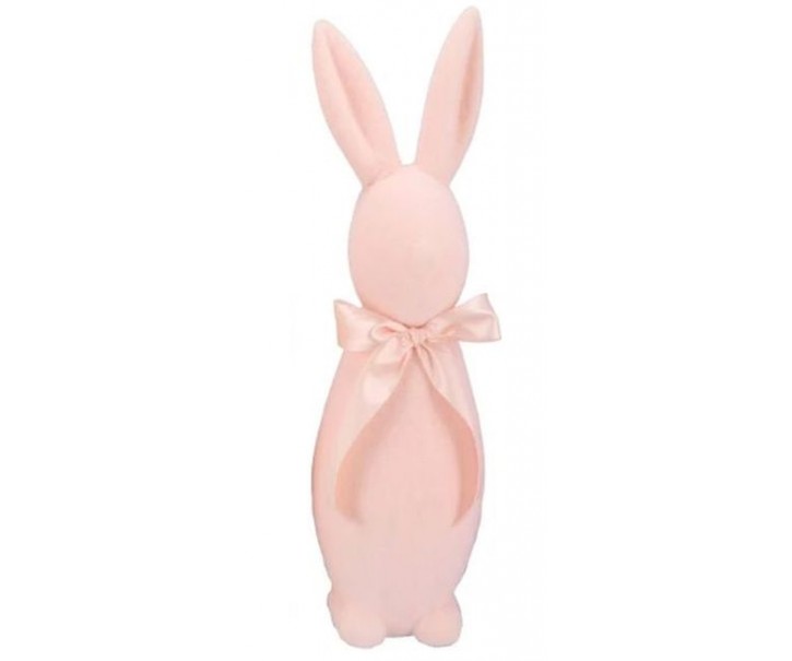 Pastelově růžový veliký zajíc s mašlí Bunny Easter Flock XL - 20*20*70 cm daan kromhout