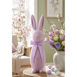 Fialkový veliký zajíc s mašlí Bunny Easter Flock XL - 20*20*70 cm