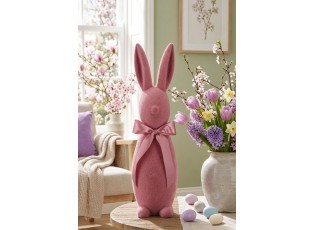 Tmavě růžový veliký zajíc s mašlí Bunny Easter Flock XL - 20*20*70 cm