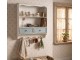 Bílá vintage nástěnná polička s modrými šuplíčky - 56*13*60 cm Clayre & Eef