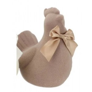 Šedá gigantická velikonoční slepice s mašlí Chicken Easter Flock XL - 38*29*42 cm