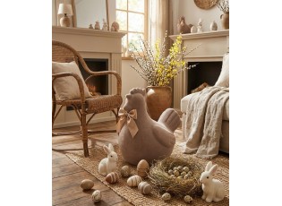 Šedá gigantická velikonoční slepice s mašlí Chicken Easter Flock XL - 38*29*42 cm