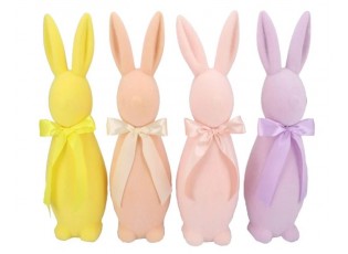 Žlutý veliký zajíc s mašlí Bunny Easter Flock XL - 20*20*70 cm