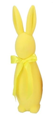 Žlutý veliký zajíc s mašlí Bunny Easter Flock XL - 20*20*70 cm