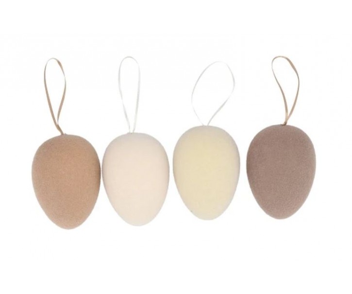 Set 4ks závěsné přírodní velikonoční vejce Egg Easter Flock - Ø 7*10 cm daan kromhout