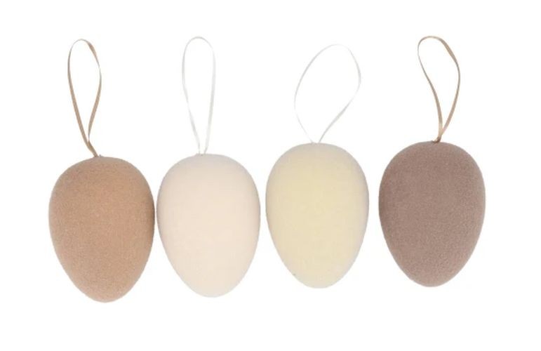 Set 4ks závěsné přírodní velikonoční vejce Egg Easter Flock - Ø 7*10 cm