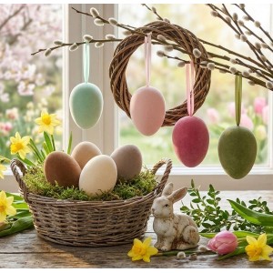 Set 4ks závěsné velikonoční vejce Egg Easter Flock - Ø 7*10 cm