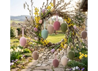 Set 4ks závěsné přírodní velikonoční vejce Egg Easter Flock - Ø 7*10 cm