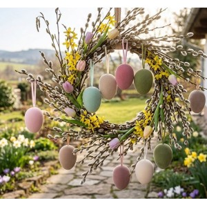 Set 4ks závěsné přírodní velikonoční vejce Egg Easter Flock - Ø 7*10 cm