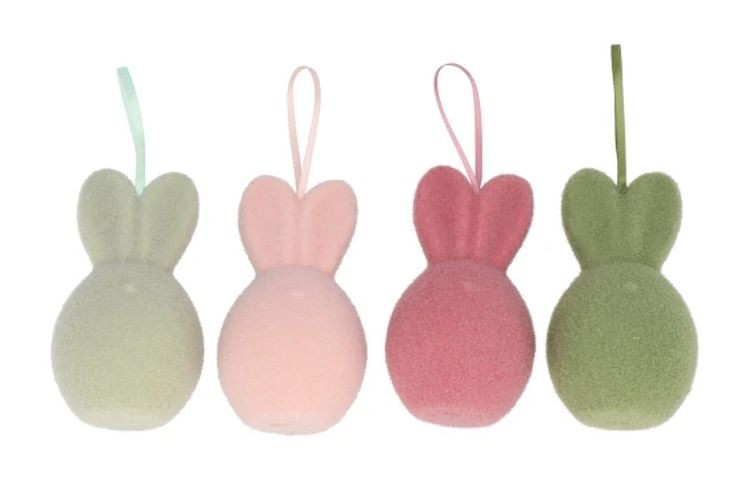 Set 4ks závěsné velikonoční vejce s oušky Egg Easter Flock - Ø 8*14 cm