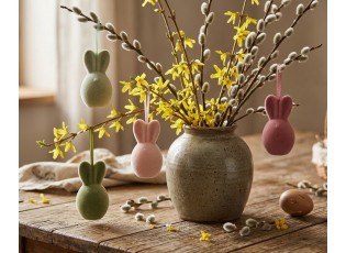 Set 4ks závěsné velikonoční vejce s oušky Egg Easter Flock - Ø 8*14 cm