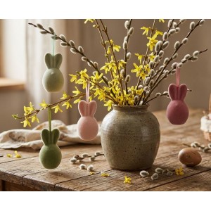 Set 4ks závěsné velikonoční vejce s oušky Egg Easter Flock - Ø 8*14 cm