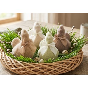 Set 4ks přírodní velikonoční slepička Chicken Easter Flock - 11*7*11 cm