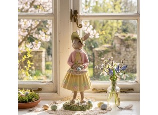 Dekorace králíček v šatech s košíkem vajec - 5*6*12 cm