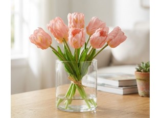 Kytice 3ks růžových realistických tulipánů Tulips - 45 cm