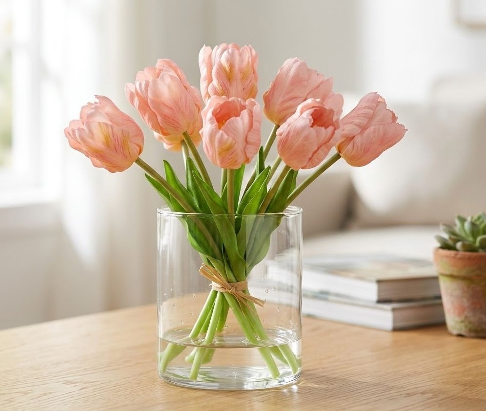 Kytice 3ks růžových realistických tulipánů Tulips - 45 cm
