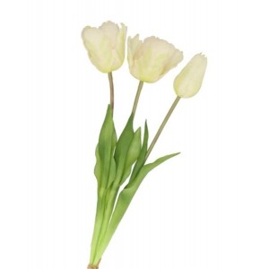 Kytice 3ks bílých realistických tulipánů Tulips - 45 cm