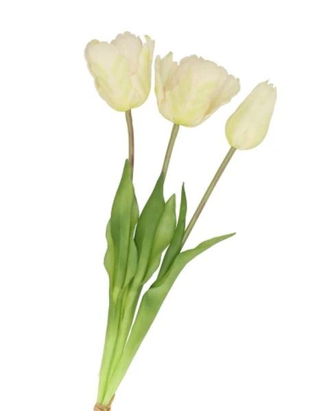 Kytice 3ks bílých realistických tulipánů Tulips - 45 cm