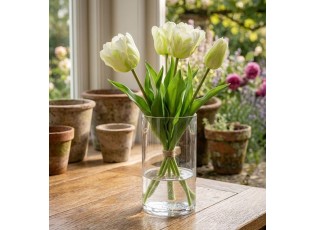 Kytice 3ks bílých realistických tulipánů Tulips - 45 cm