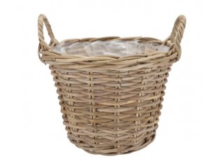 Ratanový květináč /koš s uchy Kuboo grey XL - Ø 35*25/30 cm