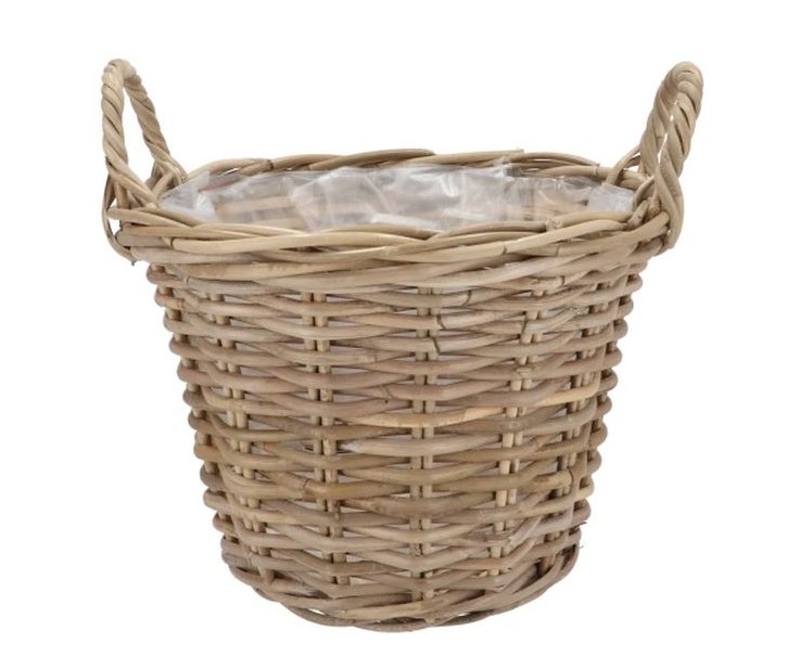 Ratanový květináč /koš s uchy Kuboo grey XL - Ø 35*25/30 cm daan kromhout