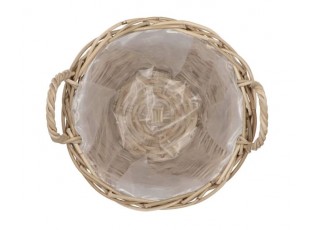 Ratanový květináč /koš s uchy Kuboo grey XL - Ø 35*25/30 cm