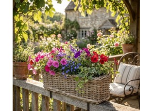 Ratanový balkonový květináč truhlík Kuboo grey L - 50*15*17 cm