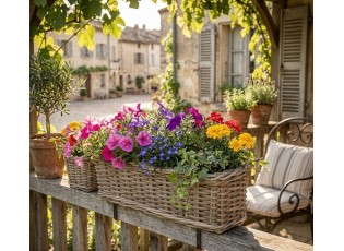 Ratanový balkonový květináč truhlík Kuboo grey XL - 60*15*17 cm