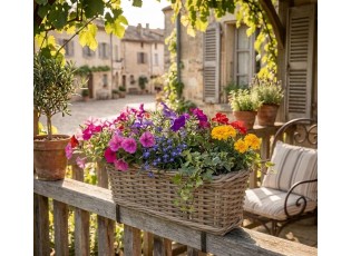 Ratanový balkonový květináč truhlík Kuboo grey M - 40*15*15 cm