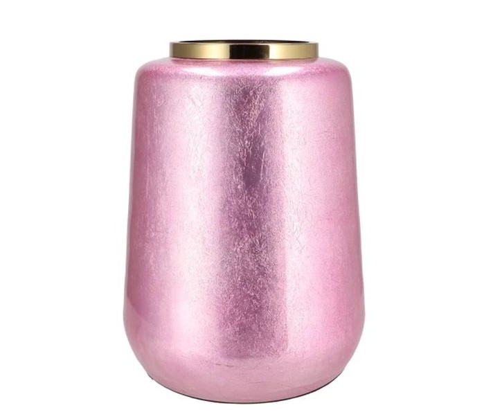 Růžová kovová veliká váza Jullie Jolly pink XL - 33*32*40 cm daan kromhout