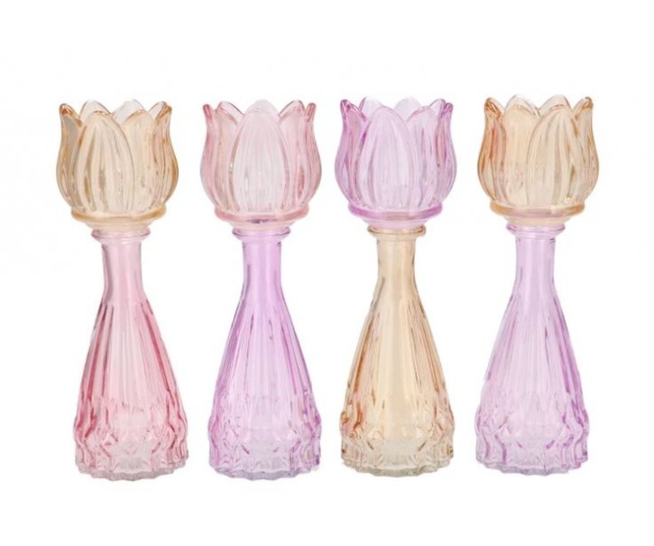 4ks pastelový mix skleněný svícen/ váza tulipán Love Tulip - Ø 7*18 cm daan kromhout