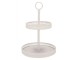 Bílý antik kovový 2-patrový etažér s okrajem Nordic - Ø 28*43 cm daan kromhout