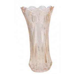 Béžová skleněná váza s reliéfem tulipánů Delight - Ø 10*20 cm