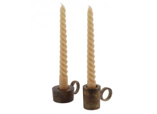 Mosazný antik kovový svícen na úzkou svíčku Debra - 9*6*4 cm