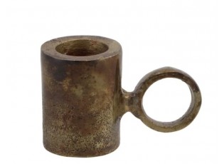 Zlatý antik kovový svícen na úzkou svíčku Debra - 7*4*5 cm