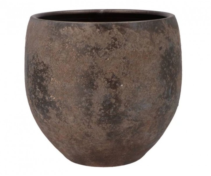 Šedo-hnědý keramický květináč Indonesian Bali - Ø 35*32 cm daan kromhout